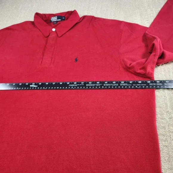 Vintage Polo Ralph Lauren Rugby Shirt Men XXL Red 90s Heavy Cotton